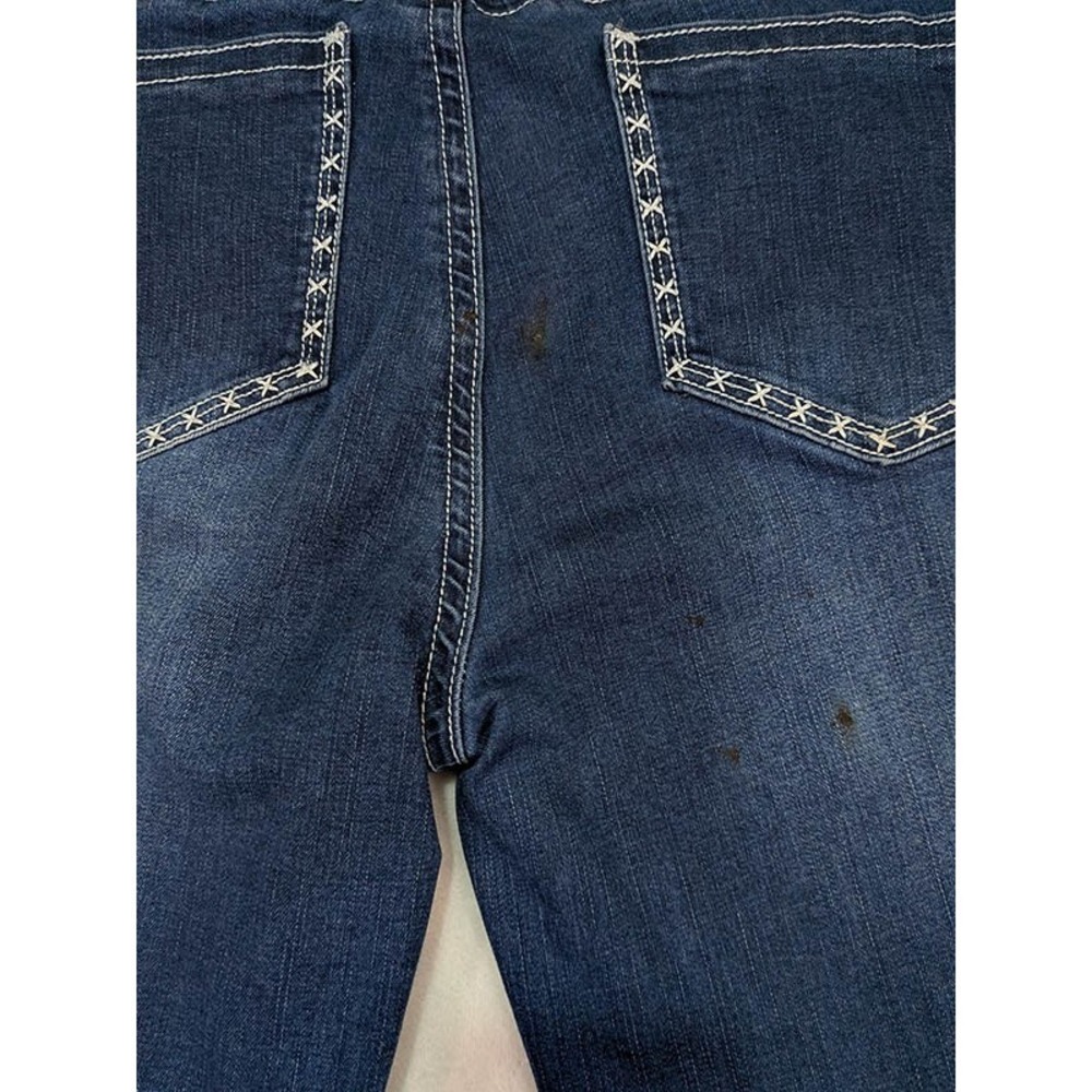 Flamingals Jeans Womens XL Y2K Western Cowgirl Bootcut Flare Whiskered Dark Wash - Picture 4 of 11
